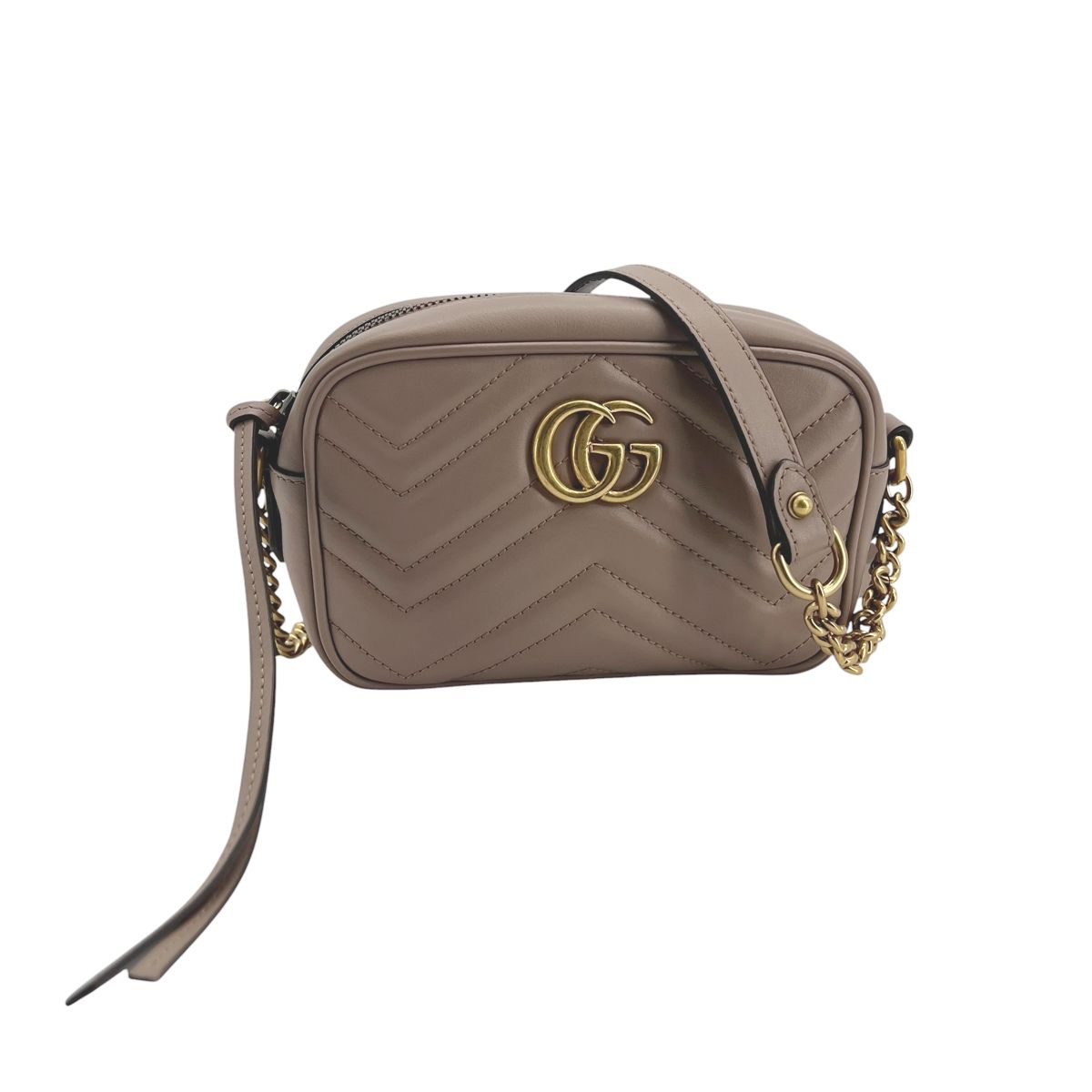 【中古】 GUCCI グッチ ショルダーバッグ 448065 GGマーモント キルティング ミニバッグ ベージュ レデイーズ 25011333 CA