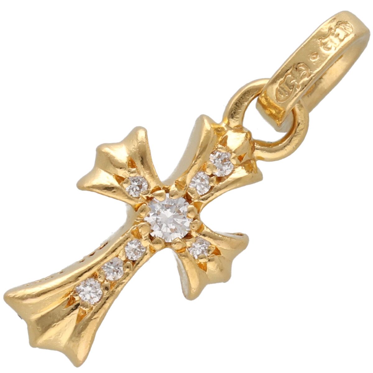 【中古】 CHROME HEARTS クロムハーツ ベイビーファットクロスチャーム 22K 金剛石 首飾り シャンデリヤ とっ始め もの言う花 パヴェ 24028566 RS