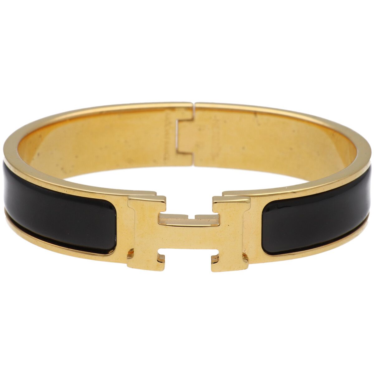 【中古】 HERMES エルメス エナメルブレスレット 《クリックH》 ブラック ゴールド バングル クリッククラック 26015568 RS｜歌舞伎屋 X シルバーバンク