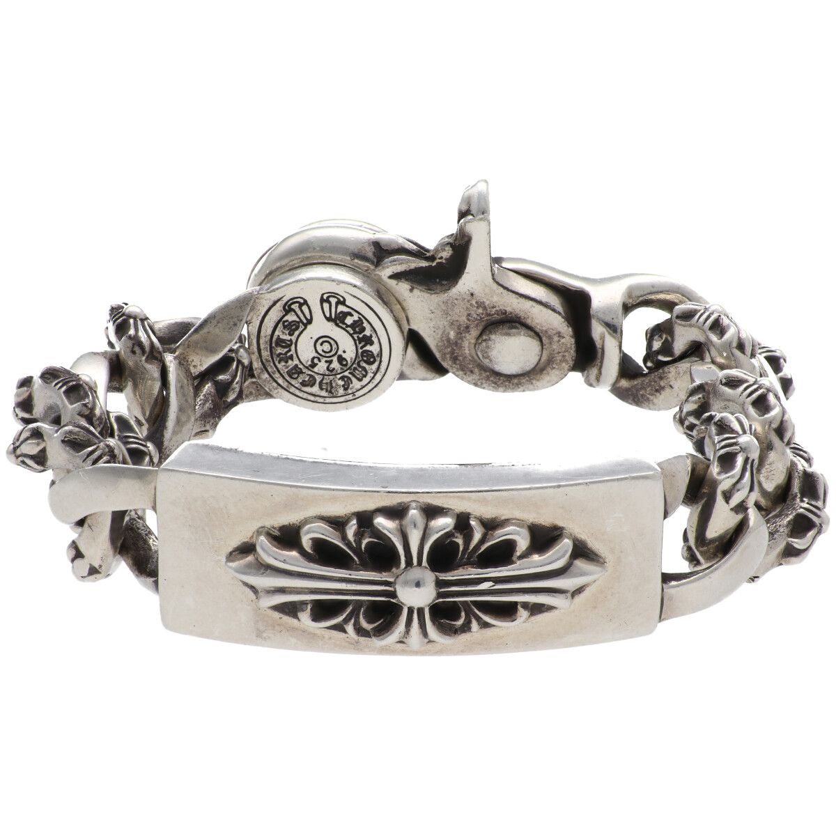 【中古】 CHROME HEARTS クロムハーツ フローラルクロス ID ゼムクリップ腕輪 ファンシー 8繋がり SV925 しろがね色 添え物 26013222 RS