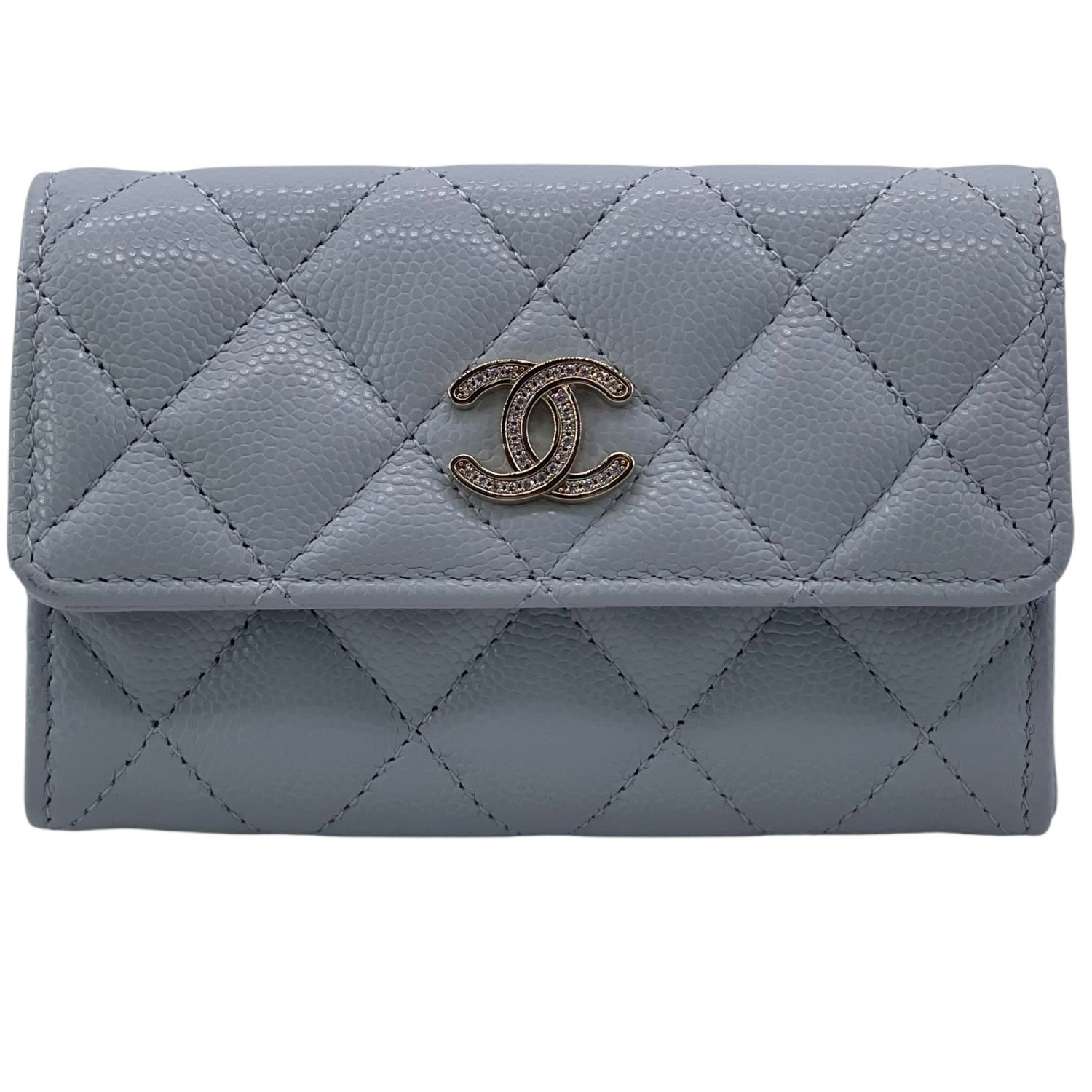 【中古】 CHANEL シャネル マトラッセ フラップカードケース キャビア/ライトブルー 名刺入れ レディース 25029240 KJ｜歌舞伎屋 X シルバーバンク