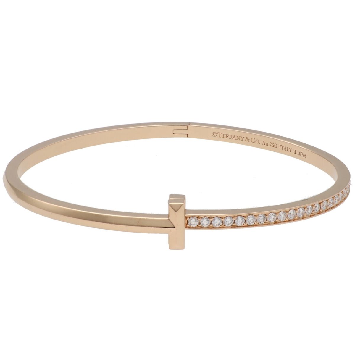 【中古】 Tiffany & Co. ティファニー Tワンナローダイヤモンドヒンジバングル ラージサイズ Au750PG 1.07ct 68315794 腕回り約17.1cm 22.2g ブレスレット 26018129 MK|歌舞伎屋 X シルバーバンク