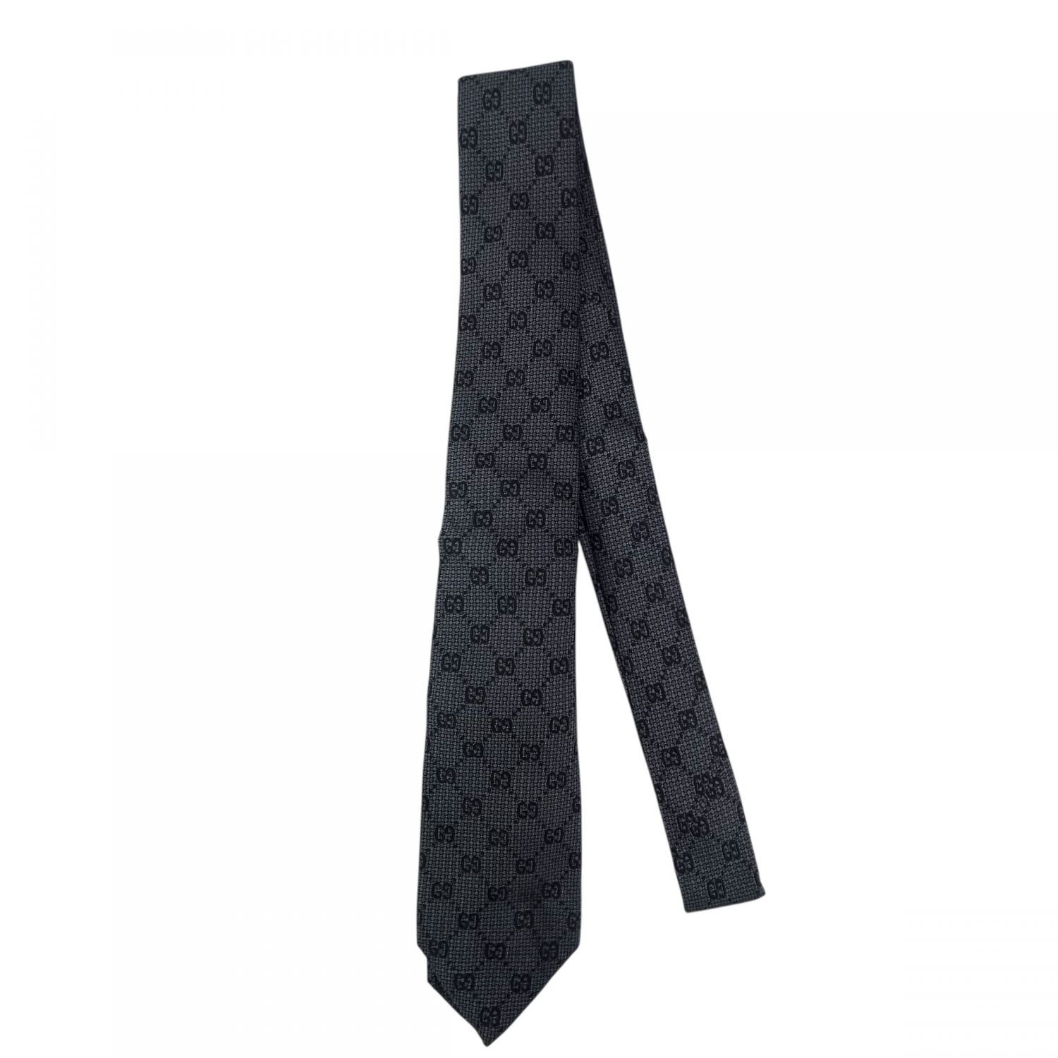 【中古】 GUCCI グッチ 790227 GGパターン ネクタイ 紳士 ブラック 25012152 KJ
