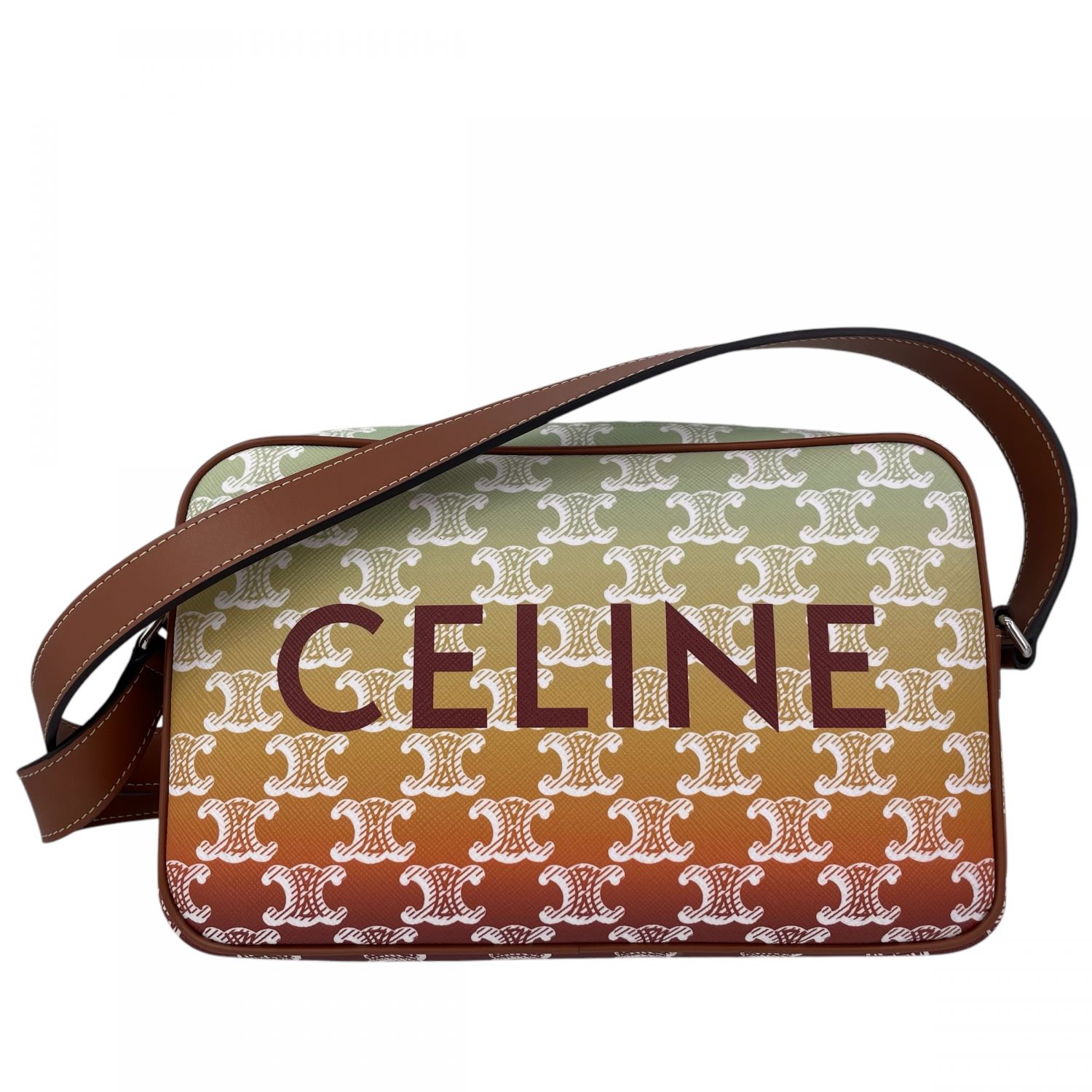 CELINE メッセンジャーバッグ ダークブラウン CELINE セリーヌ トリオンフ ミディアムメッセンジャーバッグ