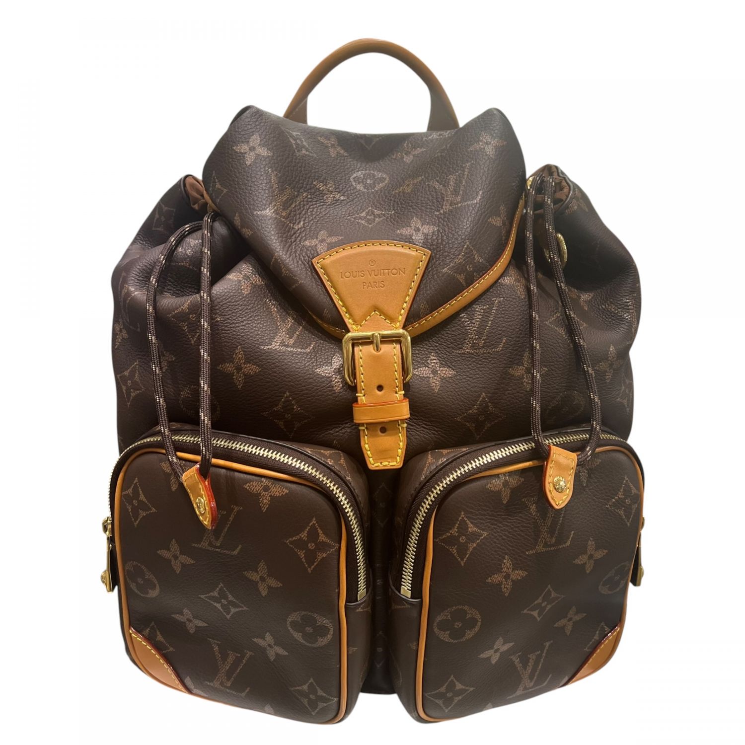 【中古】 LOUIS VUITTON ルイ・ヴィトン M14198 モンスリ カーゴ バックパックリュック デイパック カーフ ブラウン 26016537 SA|歌舞伎屋 X シルバーバンク
