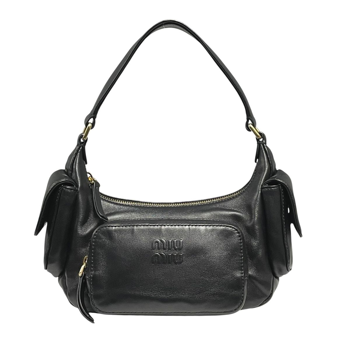 【中古】 MIU MIU ミュウミュウ ポケット ナッパレザー バッグ 5BC146 ショルダー ハンドバッグ ロゴ レディース 25036873 AO｜歌舞伎屋 X シルバーバンク