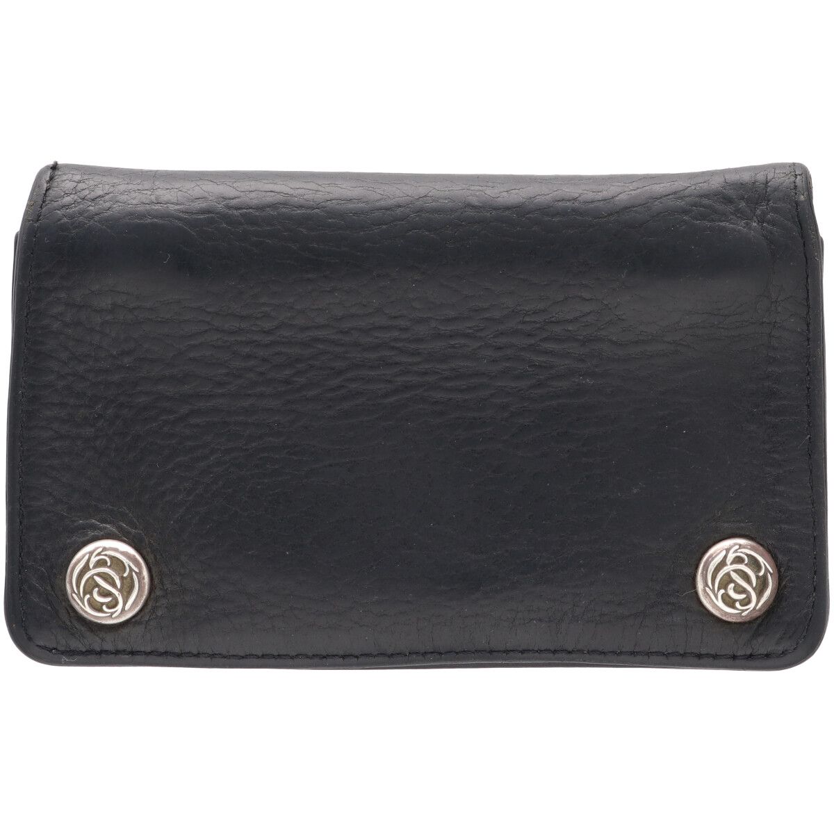【中古】 CHROME HEARTS クロムハーツ 1ZIPウォレット フローラルボタン なめし革 SV925 黒いこと しろがね色 金入れ 26002460 RS