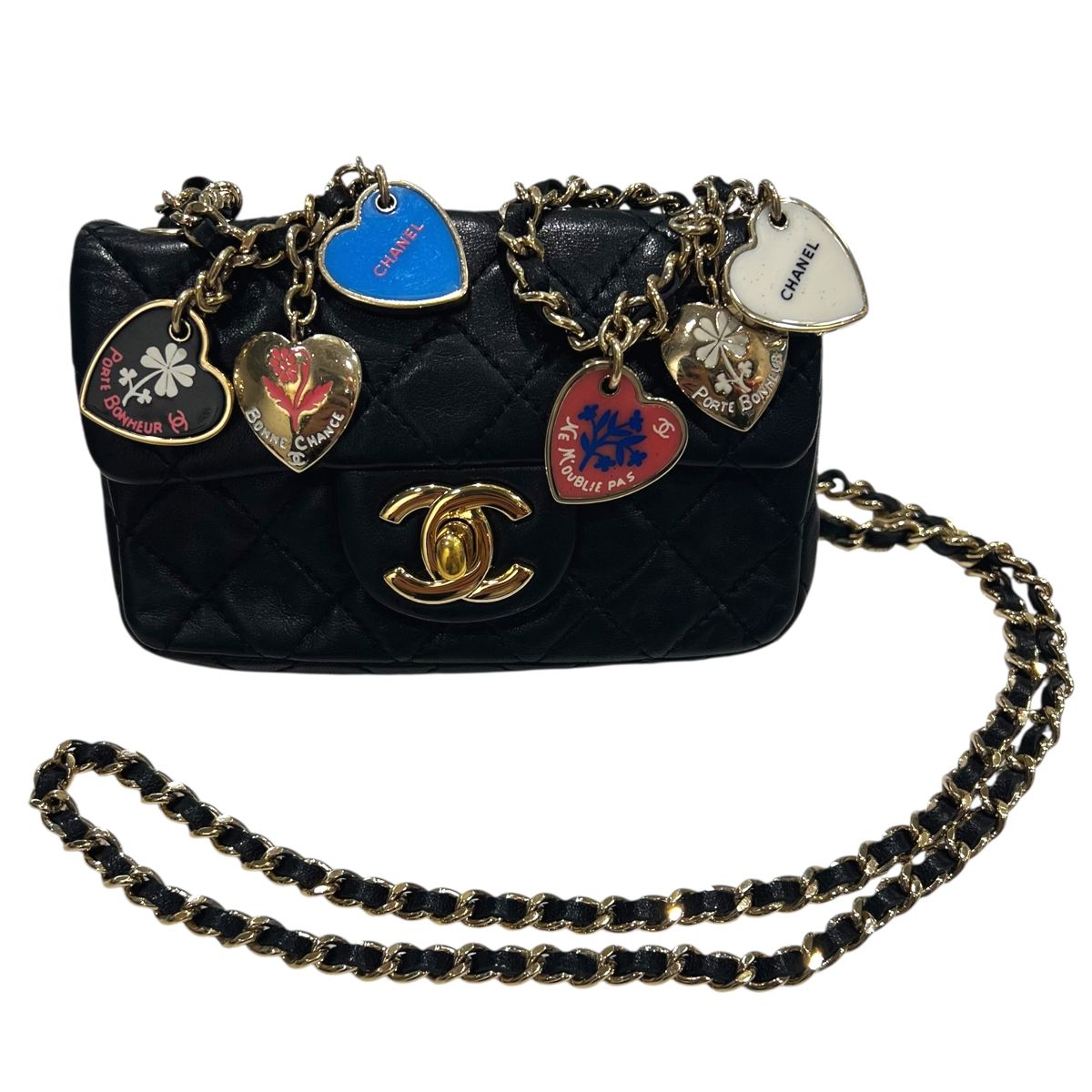 【中古】 CHANEL シャネル  ショルダーバッグ ミニマトラッセ チェーン店肩先 御徒面子 バレンタインつづき物 レディース 子ヒツジひと肌 黒いこと ゴールド金具25027235 SA バッグ・小物・ブランド雑貨-バッグ-ショルダーバッグ・メッセンジャーバッグ