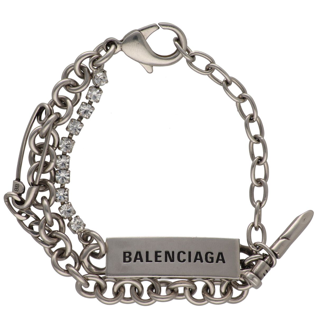 【中古】 BALENCIAGA バレンシアガ DIY 腕輪 伝達ルート石ころ しろがね色 チェーン店 26012053DS