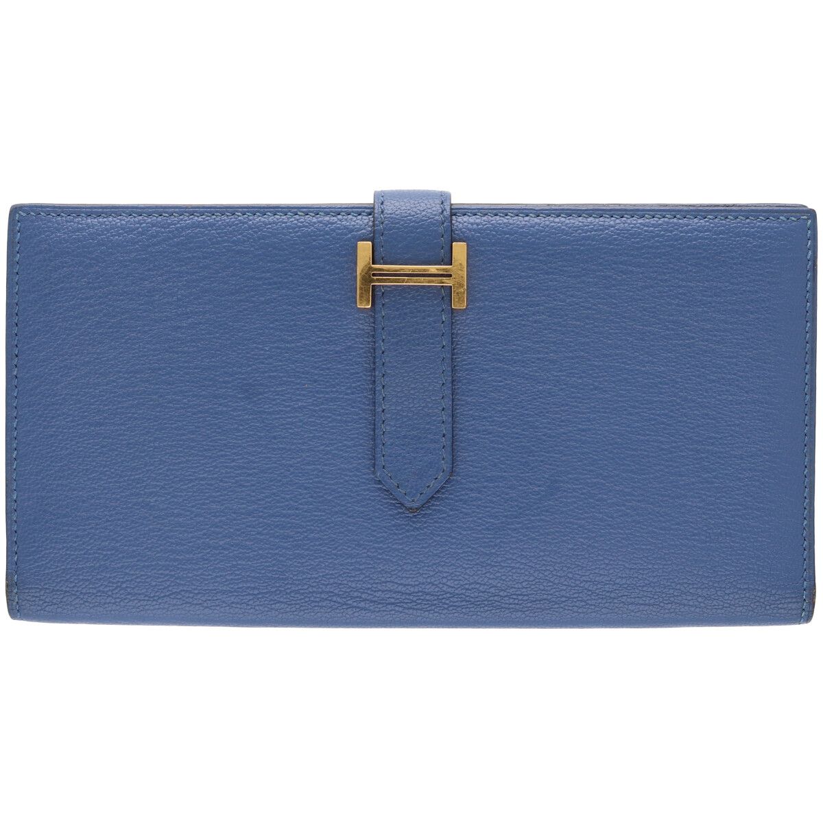 【中古】 HERMES エルメス ベアンスフレ X目じるし シェーブル 青碧 ゴールド金具 長金入れ ロングウォレット 26004017 RS