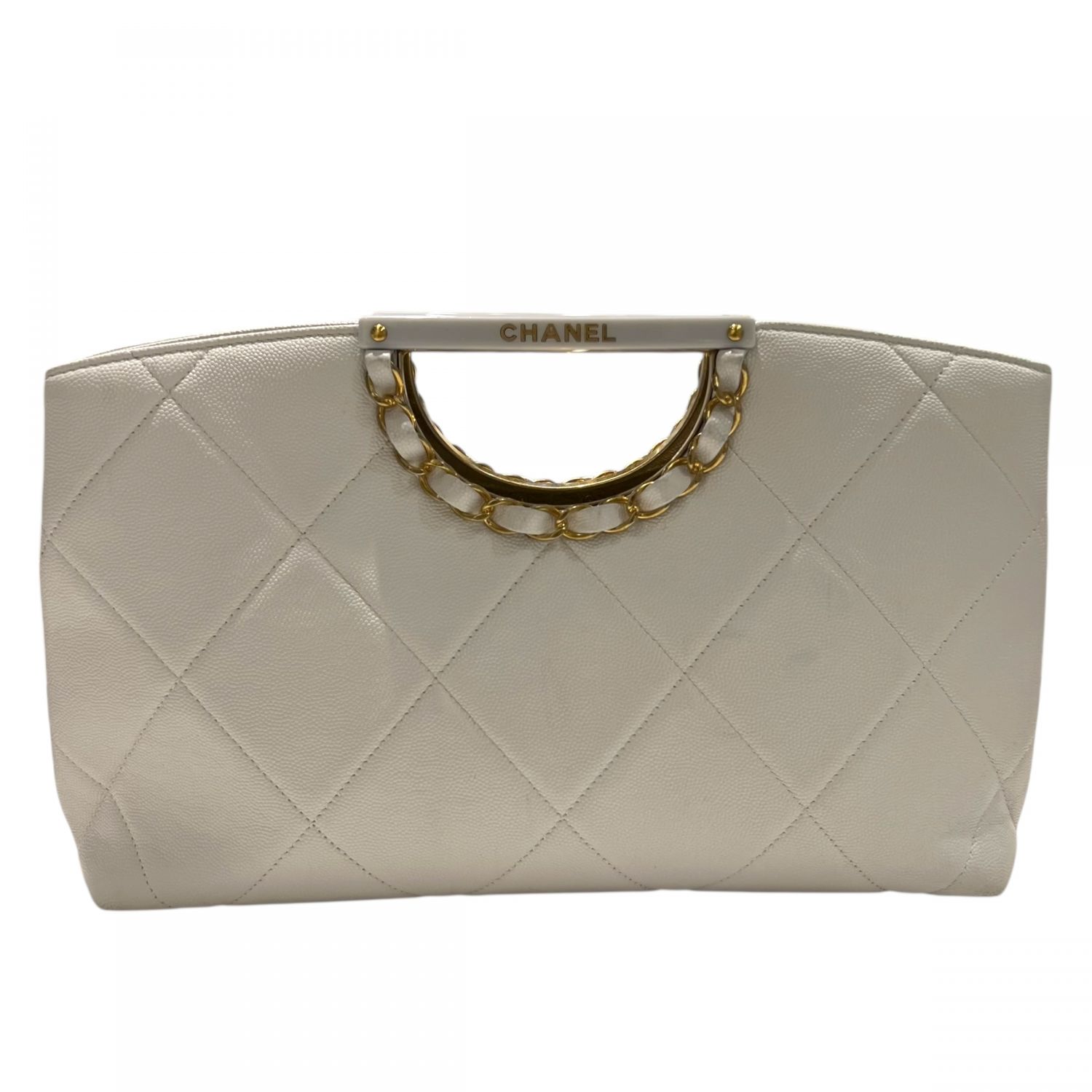 【中古】 CHANEL シャネル マトラッセ クラッチバッグ ハンドバッグ 29番台 キャビアスキン ホワイト×ゴールド金具 レディース 25038077 SA 184,500円