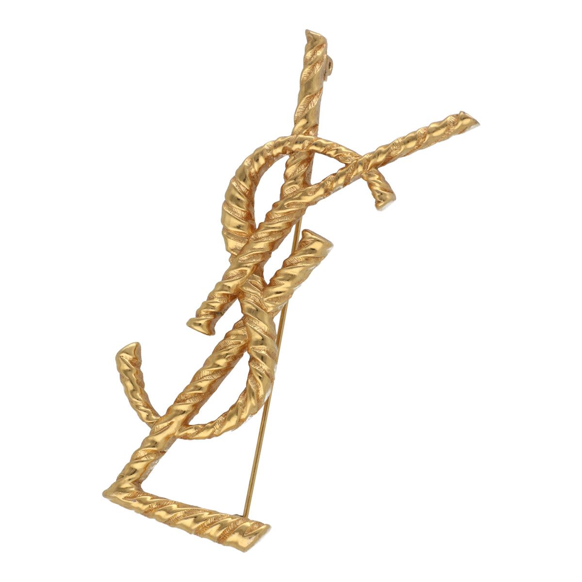 【中古】 Saint Laurent サンローラン ブローチ カサンドラYSLメタルブローチ 652410Y 小物 アクセサリー メンズ レディース ゴールド 25001115 UY