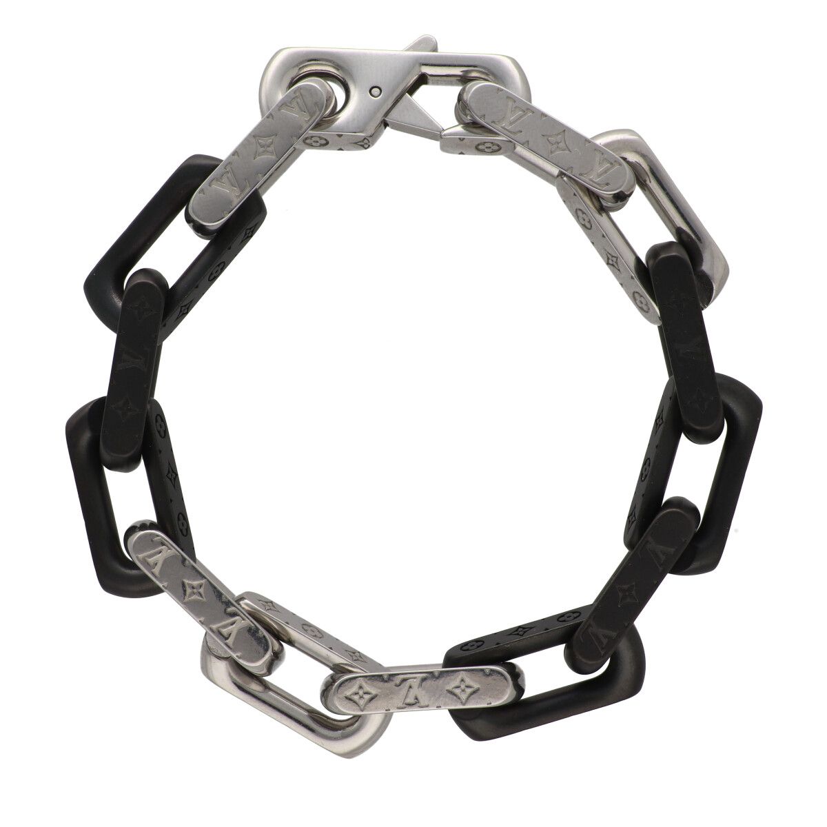 【中古】 LOUIS VUITTON ルイヴィトン ブレスレット･モノグラム チェーン M00686 シルバー ブラック アクセサリー 26003275DS