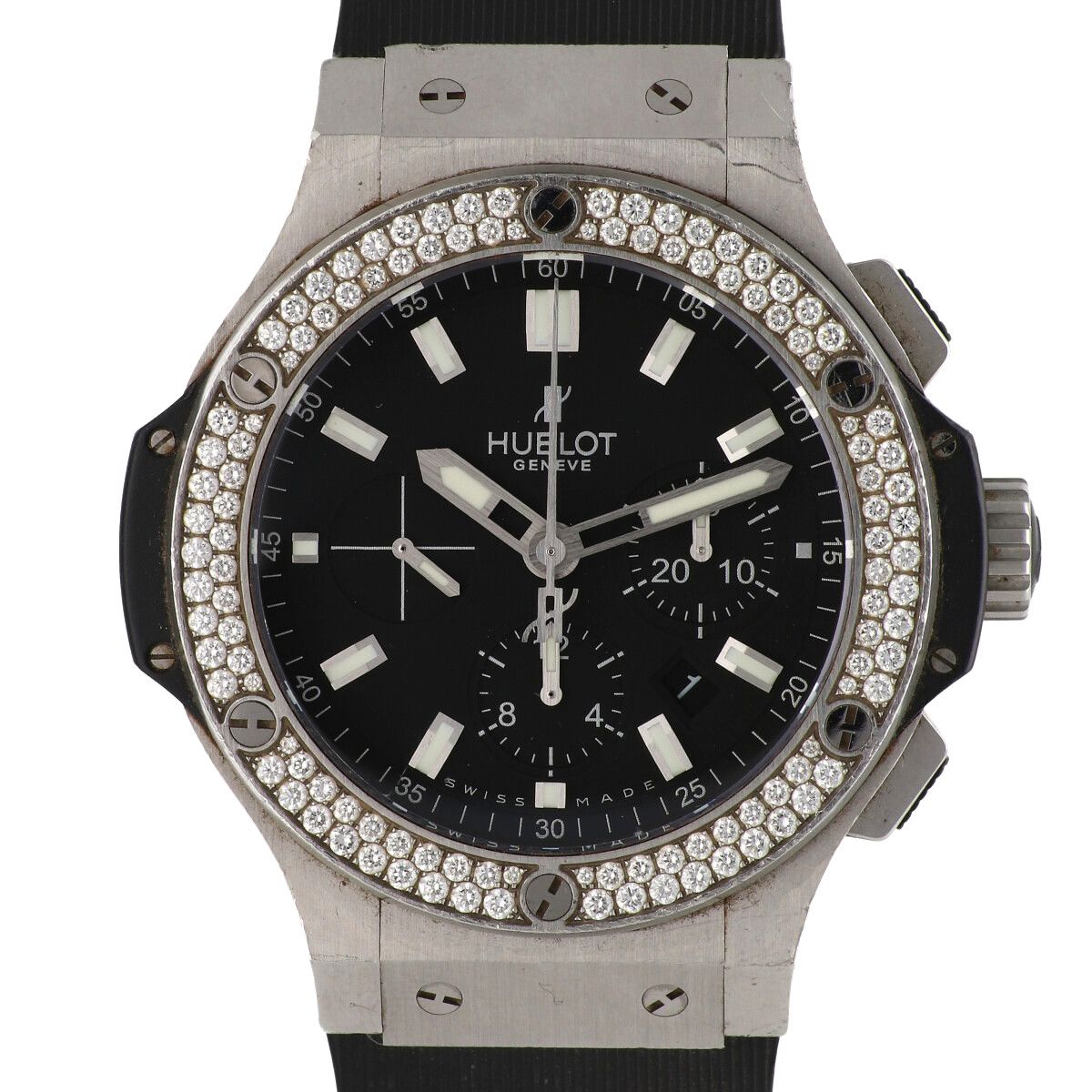 【中古】 Hublot ウブロ ビッグバン スチール クロノグラフ 44mm ダイヤべゼル 301.SX.1170.RX.1104 ラバー ベゼル 自動巻き 腕時計 メンズ 24015537 AO｜歌舞伎屋 X シルバーバンク