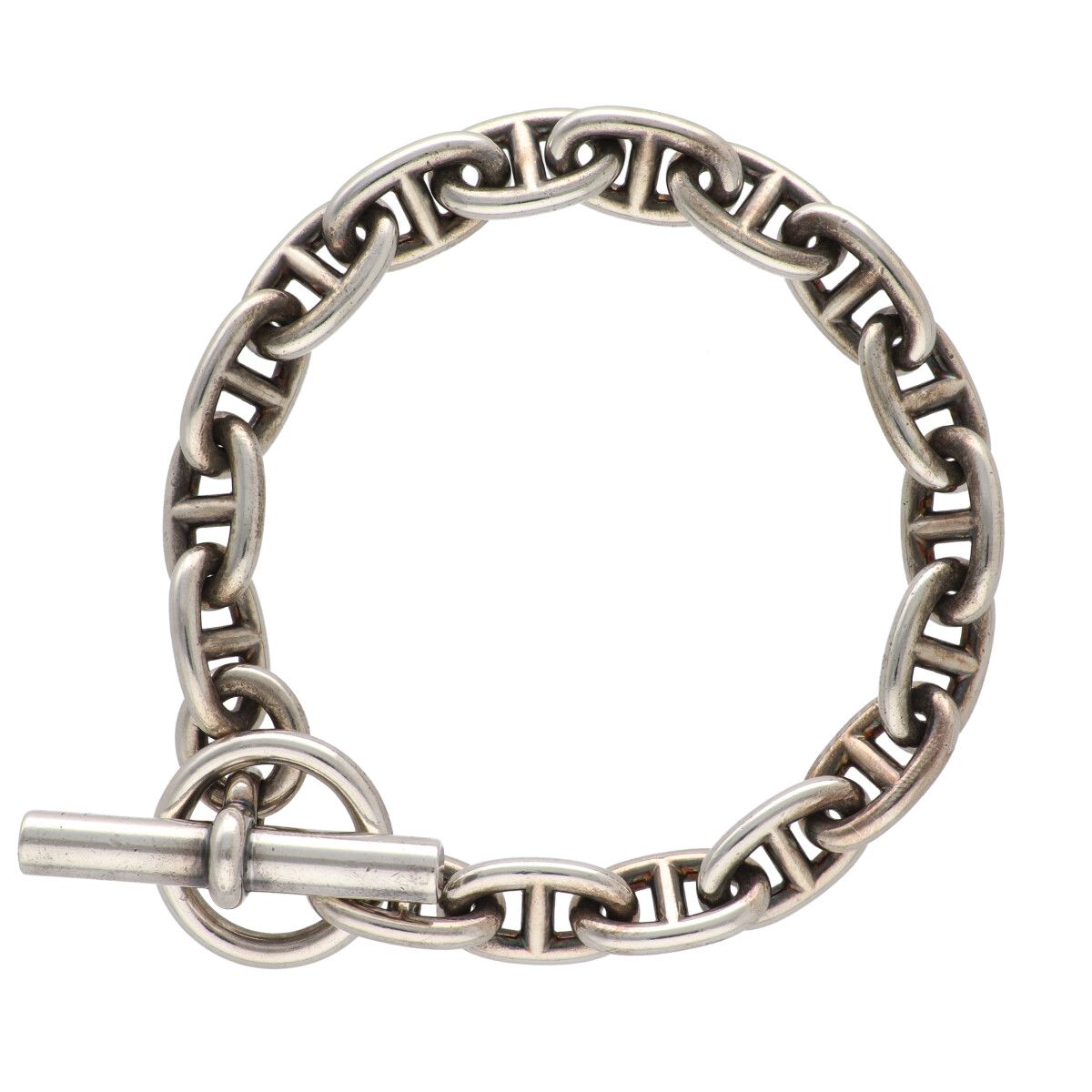 【中古】 HERMES エルメス シェーヌダンクル 腕輪 MM しろがね色 銀925 17繋がり 22041327 DS