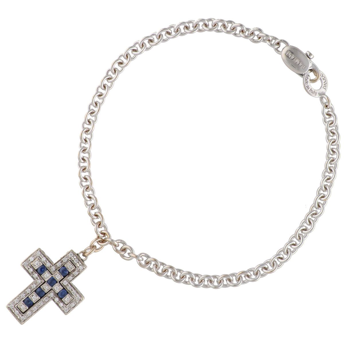【中古】 Damiani ダミアーニ 呼びりん時代 腕輪 20014794 バングル 750 K18WG サファイア 金剛石 チェーン店 メンズ レディース 25031520 AO