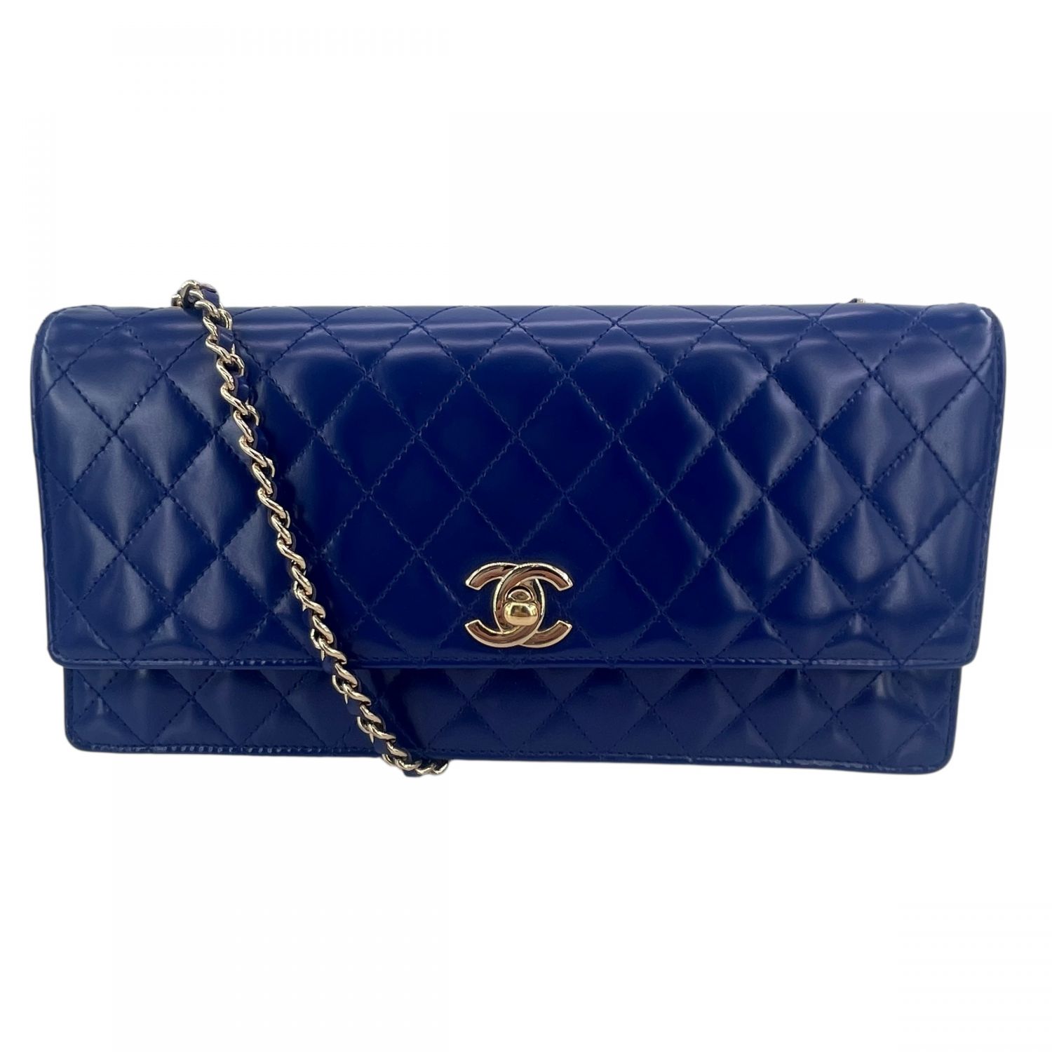 【超美品】　シャネル　マトラッセ　ショルダーバッグ　ラムスキン　ネイビー 紺 CHANEL シャネル マトラッセ ショルダーバッグ ラムスキン ネイビー