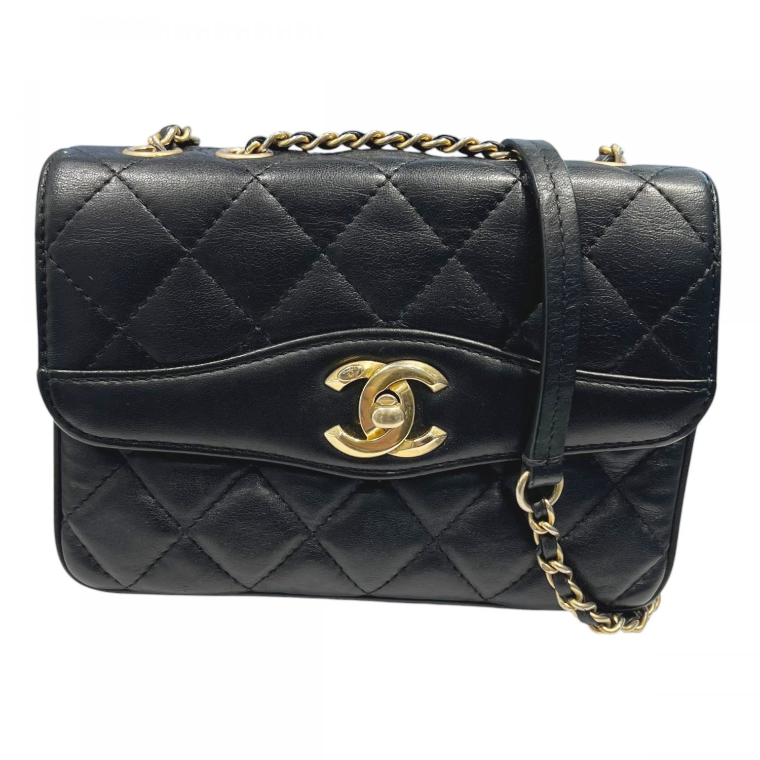 【中古】 CHANEL シャネル ココヴィンテージフラップ ミニマトラッセ18チェーンショルダーバッグ 24番 黒 ゴールド金具 ラムスキン レディース 25037164 SA|歌舞伎屋 X シルバーバンク