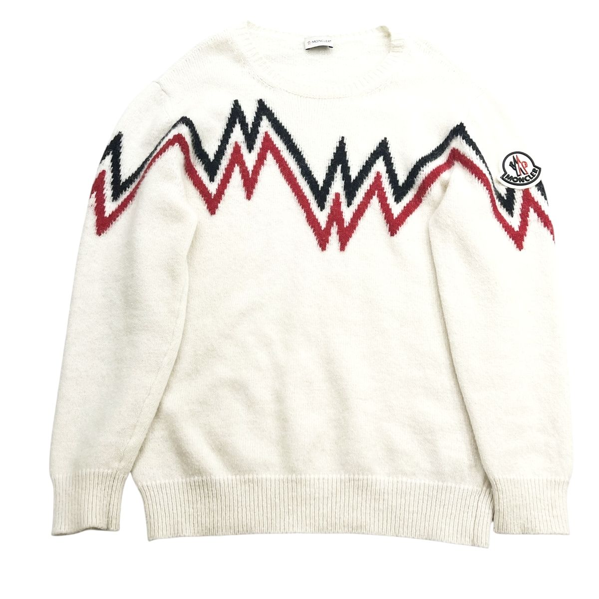 【中古】 MONCLER モンク軌跡 GIROCOLLO TRICOT クルーネックニットセーター 象牙色 F20919C75000 A9498 長袖 メンズ 23046050 MK