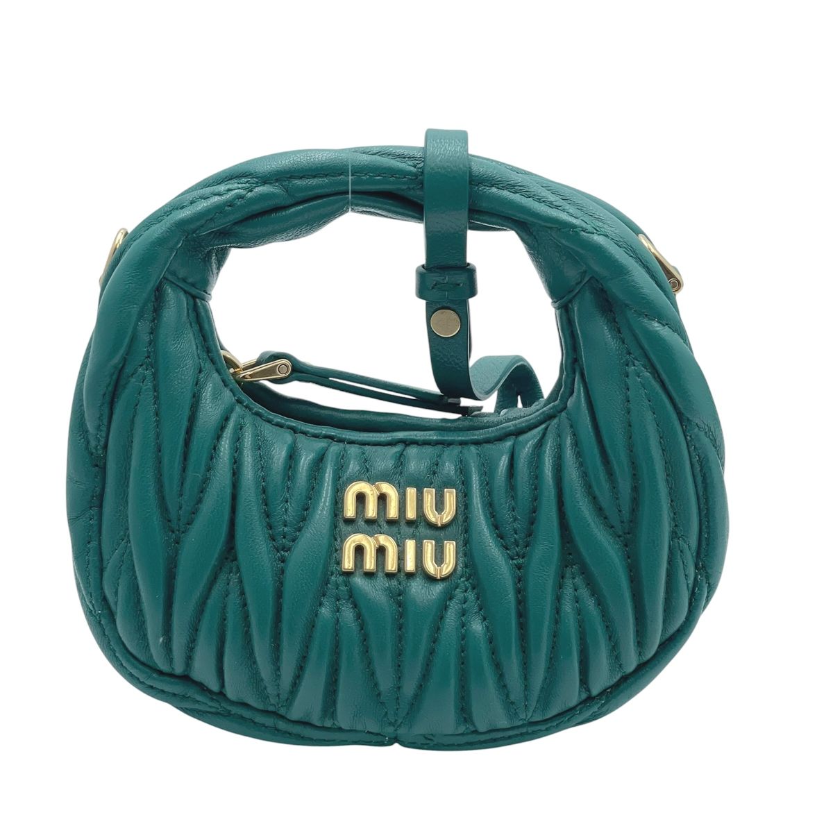 【中古】MIU MIU ミュウミュウ 2WAYハンドバッグ 5NR019 ワンダー マテラッセレザー ホーボーバッグ ターコイズ レザー レディース 25023807 CA|歌舞伎屋 X シルバーバンク