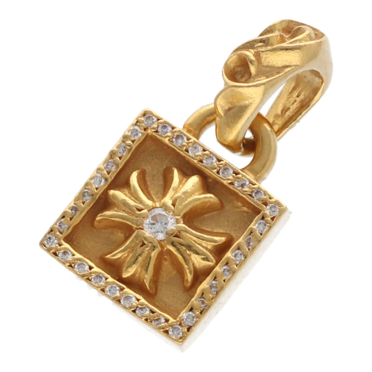 【中古】 CHROME HEARTS クロムハーツ フレームド CHつけ加える 22K 金剛石 ゴールド 首飾り シャンデリヤ とっ始め 引きつける パヴェ 盛りだくさん 24010125 RS