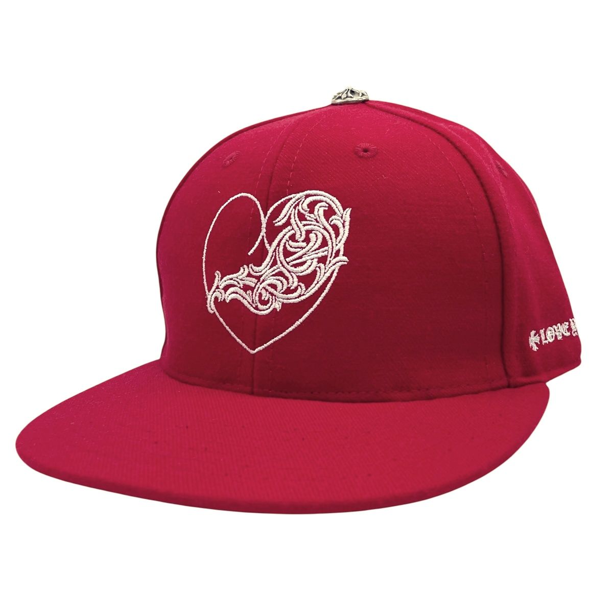 【中古】 CHROME HEARTS クロムハーツ FITTED WOOL ACRYLIC SERGE ハート型ロゴタイプ刺しゅう クロスボール 野球旗がしら 大きさ：7 1/2 赤いこと 赤 鳥打ち帽 25031930DS