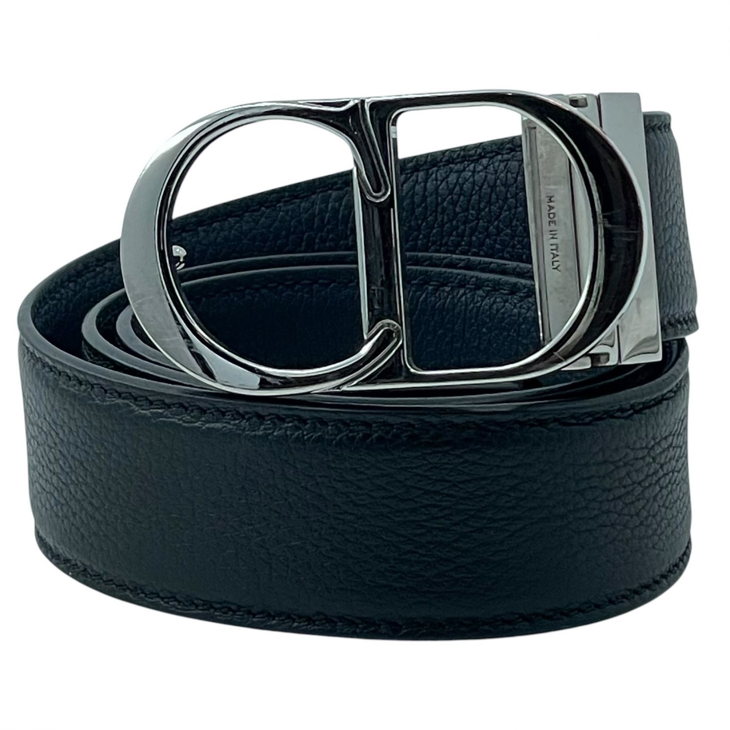 【中古】 Christian Dior クリスチャン・ディオール CDロゴバックル リバーシブル レザーベルト メンズ ブラック 26000463 KJ