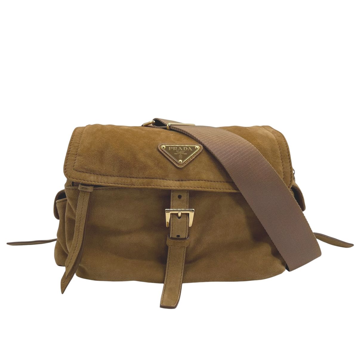 【中古】 PRADA プラダ  ショルダーバッグ 1BD394008F0401VNOO エクスプローラ 並み並み スエードクロス ショルダーバッグ 2way 肉桂/赤銅色系 羊革子ヒツジ人はだ レディース 25033995 CA