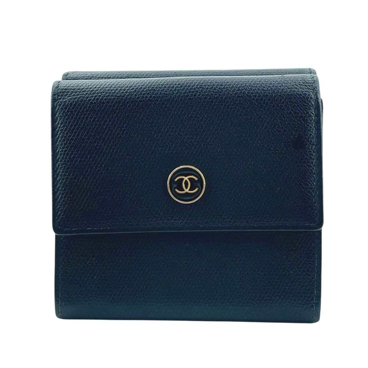 【中古】 CHANEL シャネル ココボタン三つ折り財布 ブラック 黒 A20902 キャビア ヴィンテージココボタン コンパクトウォレット レディース 26006035 HO