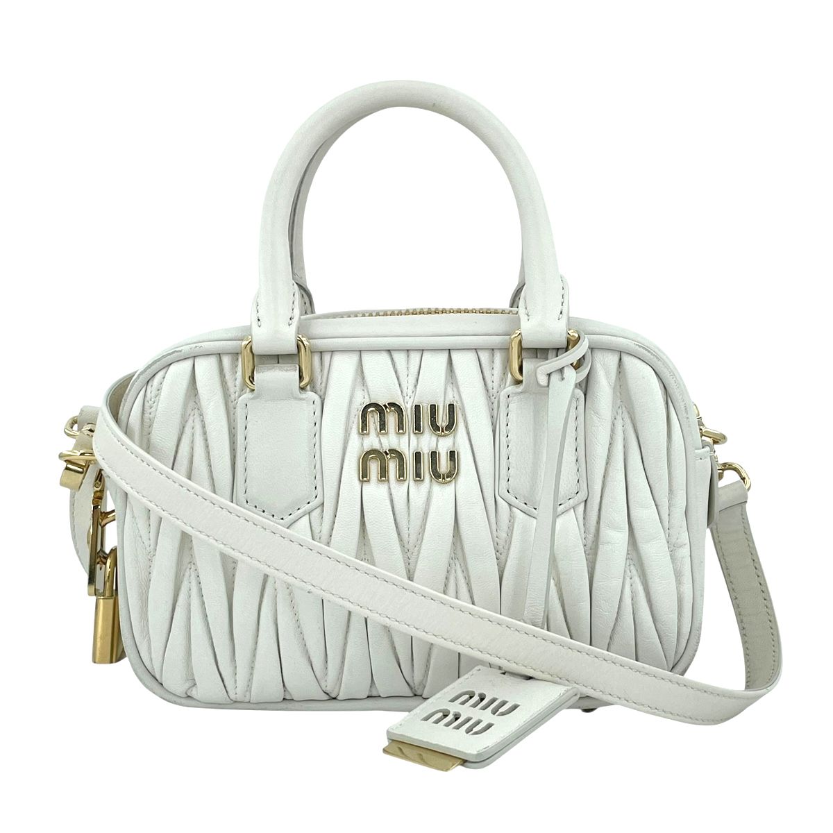 【中古】 MIU MIU ミュウミュウ アルカディ マテラッセレザー バッグ 5BB123_AN88_F0009_V_YON ハンドバッグ ショルダー ロゴ レディース 24027093 AO
