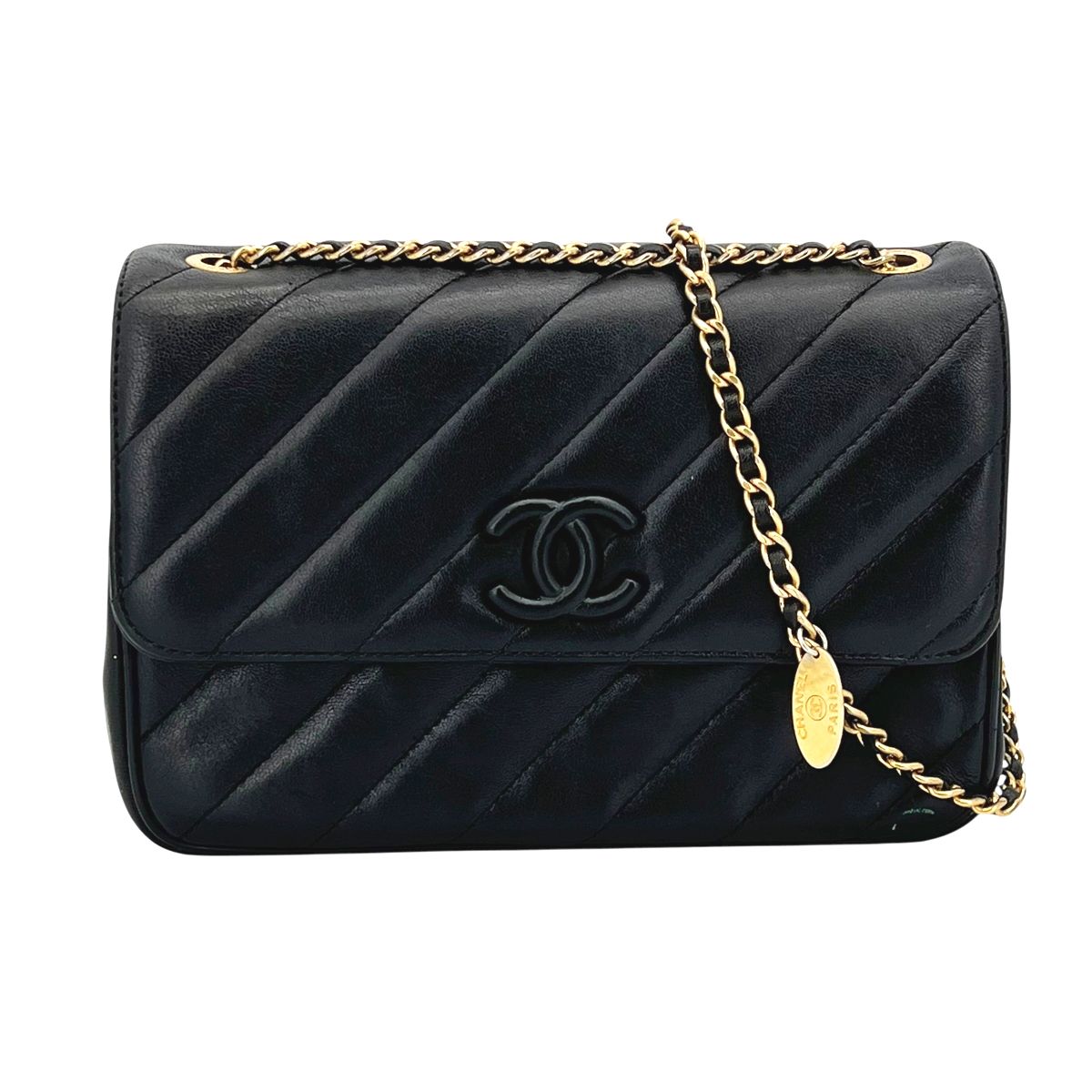 【中古】 CHANEL シャネル バイアスステッチ チェーンショルダー ラムスキン マトラッセ バッグ レザー 21番台 レディース 25024376 AO｜歌舞伎屋 X シルバーバンク