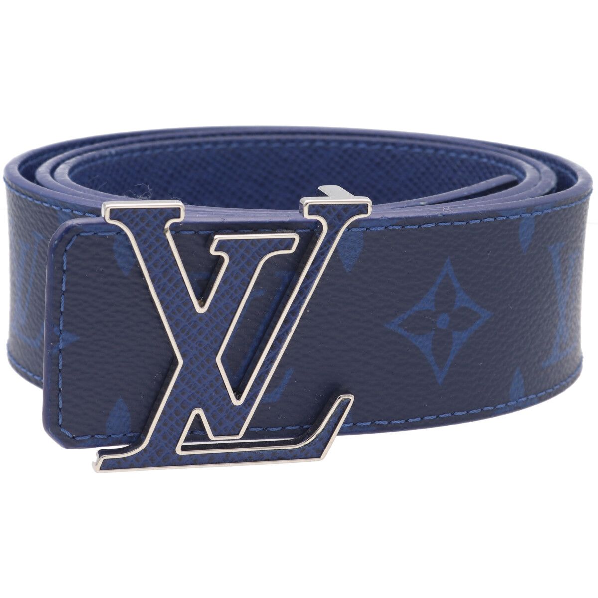 【中古】 LOUIS VUITTON ルイ・ヴィトン 胴締め・LV かしら文字 40MM リヴァーシブル M0159T 95糎 タイガラマ モノグラム 青色 ロゴタイプ 25020638 RS