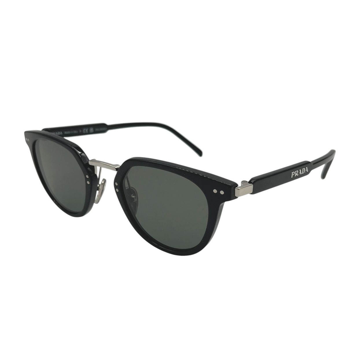 【中古】 PRADA プラダ 黒眼鏡 SPR17Y FE60K ウェリントン 片方ロゴタイプ 黒眼鏡 黒いこと 黒 レーディス 26014941 CA