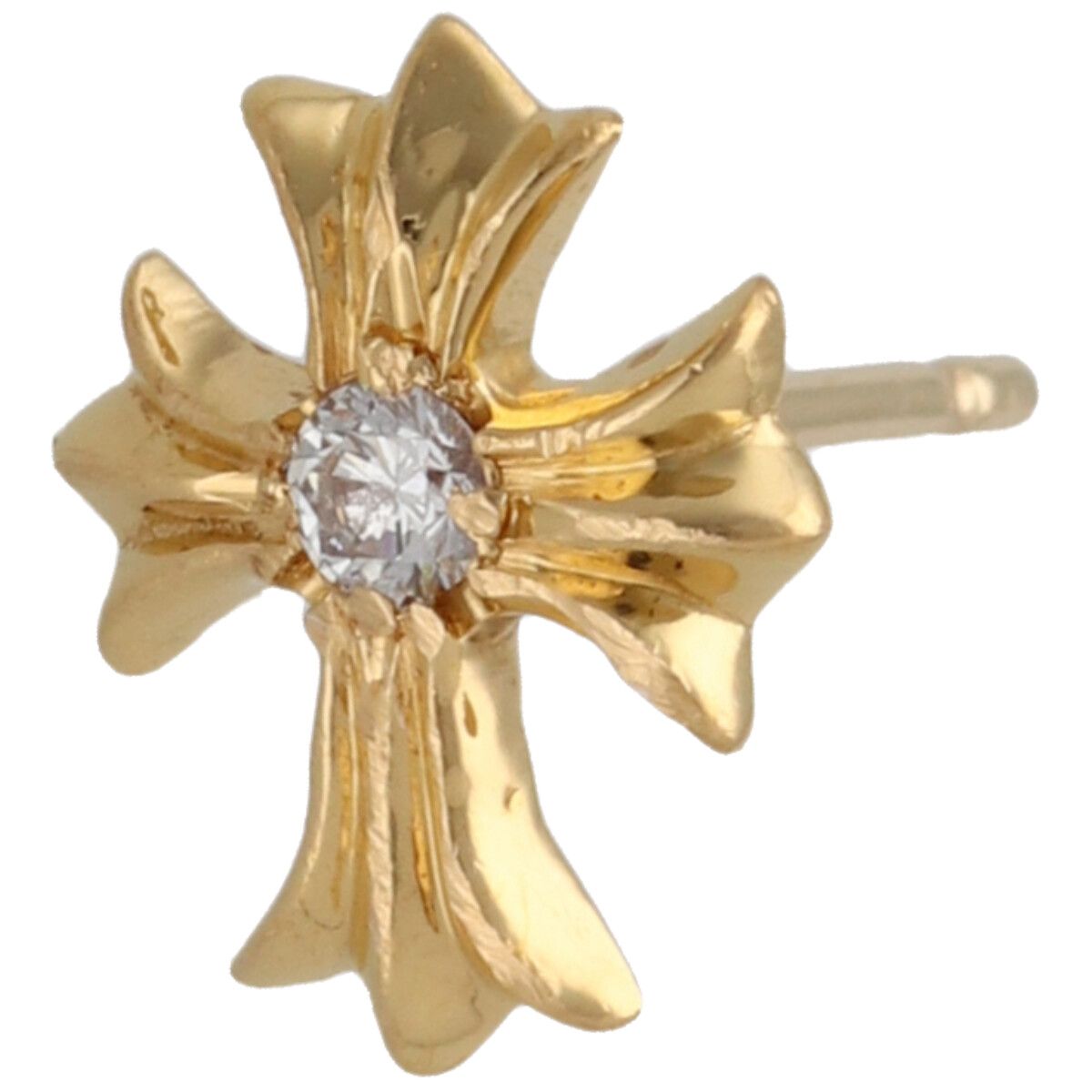 【中古】 CHROME HEARTS クロムハーツ クロス スタッド ピアス 22K ダイヤモンド ゴールド イヤリング 1PD 25038929 RS｜歌舞伎屋 X シルバーバンク