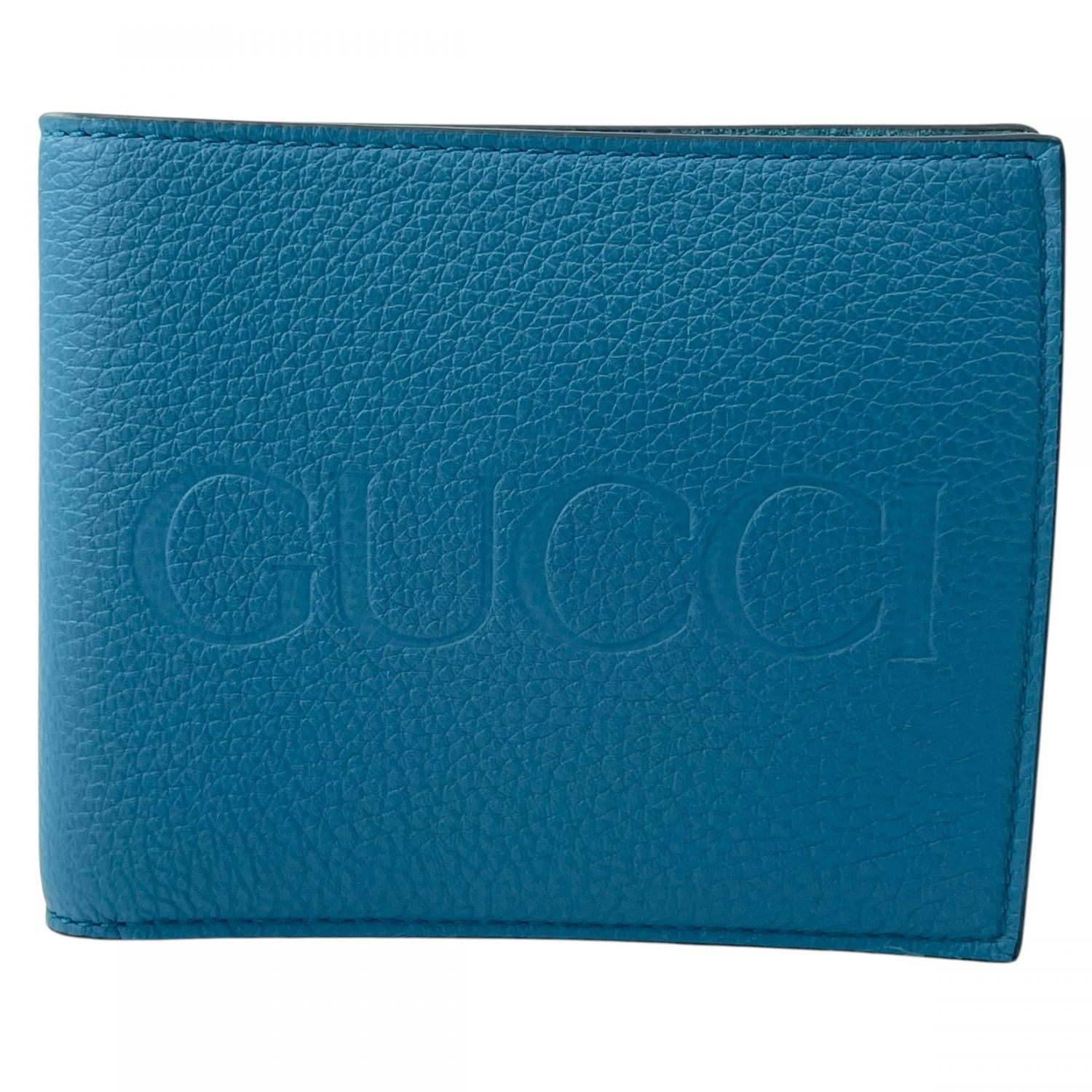 【中古】 GUCCI グッチ 658681 ロゴ コインウォレット 2つ折り財布 コンパクト ブルー メンズ 25020637 KJ