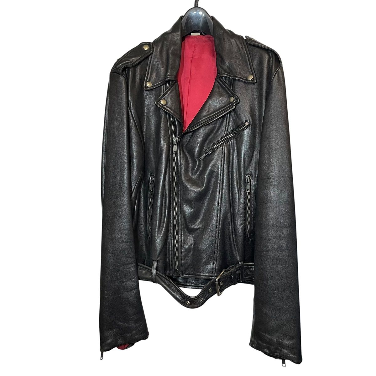 【中古】GUCCI グッチ ダブルライダースジャケット 654909 XNAMZ 大きさ46 黒いこと 厚地の外套・上衣 24012471 RD
