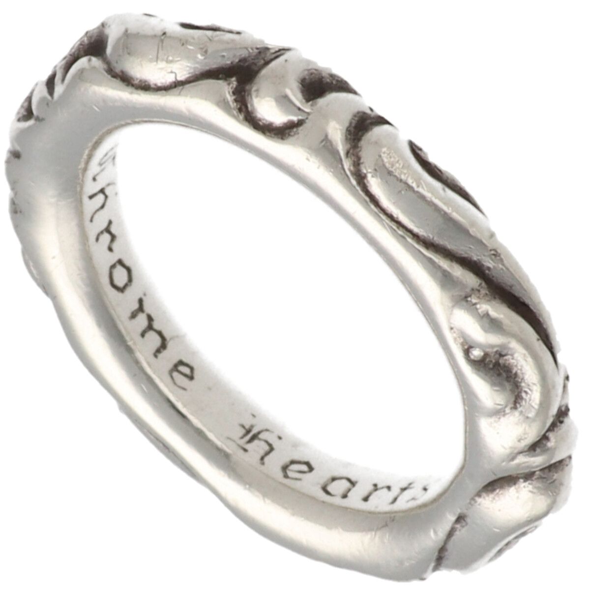 【中古】 CHROME HEARTS クロムハーツ スクロールバンドリング 15号 SV925 しろがね色 指環 佩び物 25038862 RS