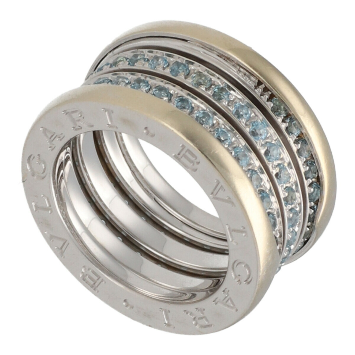 【中古】 BVLGARI ブルガリ ビー・ゼロワン 3バンドリング 47 K18WG ブルートパーズ ホワイトゴールド 指輪 B-ZERO1 23027229 RS|歌舞伎屋 X シルバーバンク