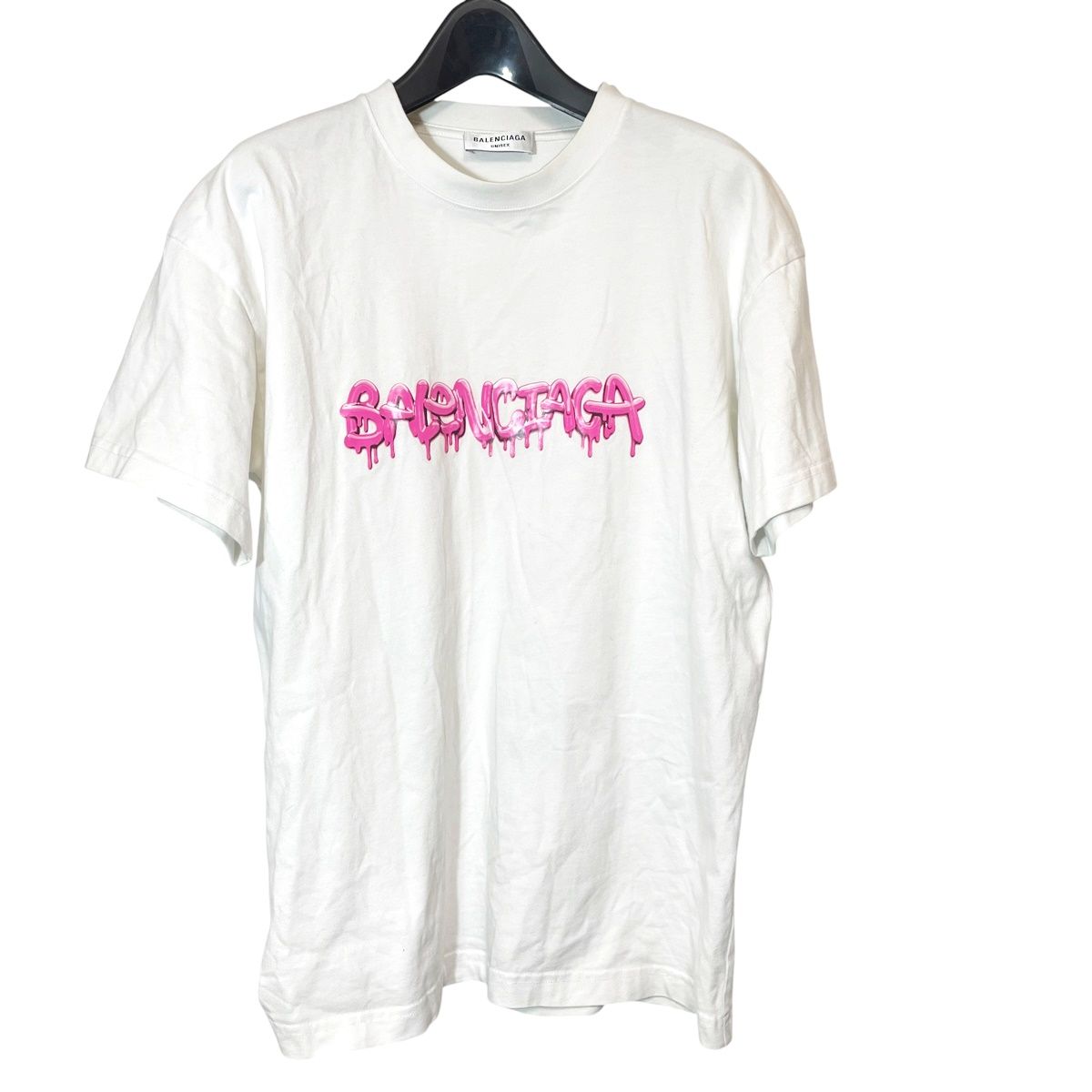 【中古】 BALENCIAGA バレンシアガ Slime Graphic ロゴタイプT可愛らしさ 白いことxサクラ色612965 TLVF19014 大きさ:S 白いこと プルオーバー・カットソー  25039421 RD