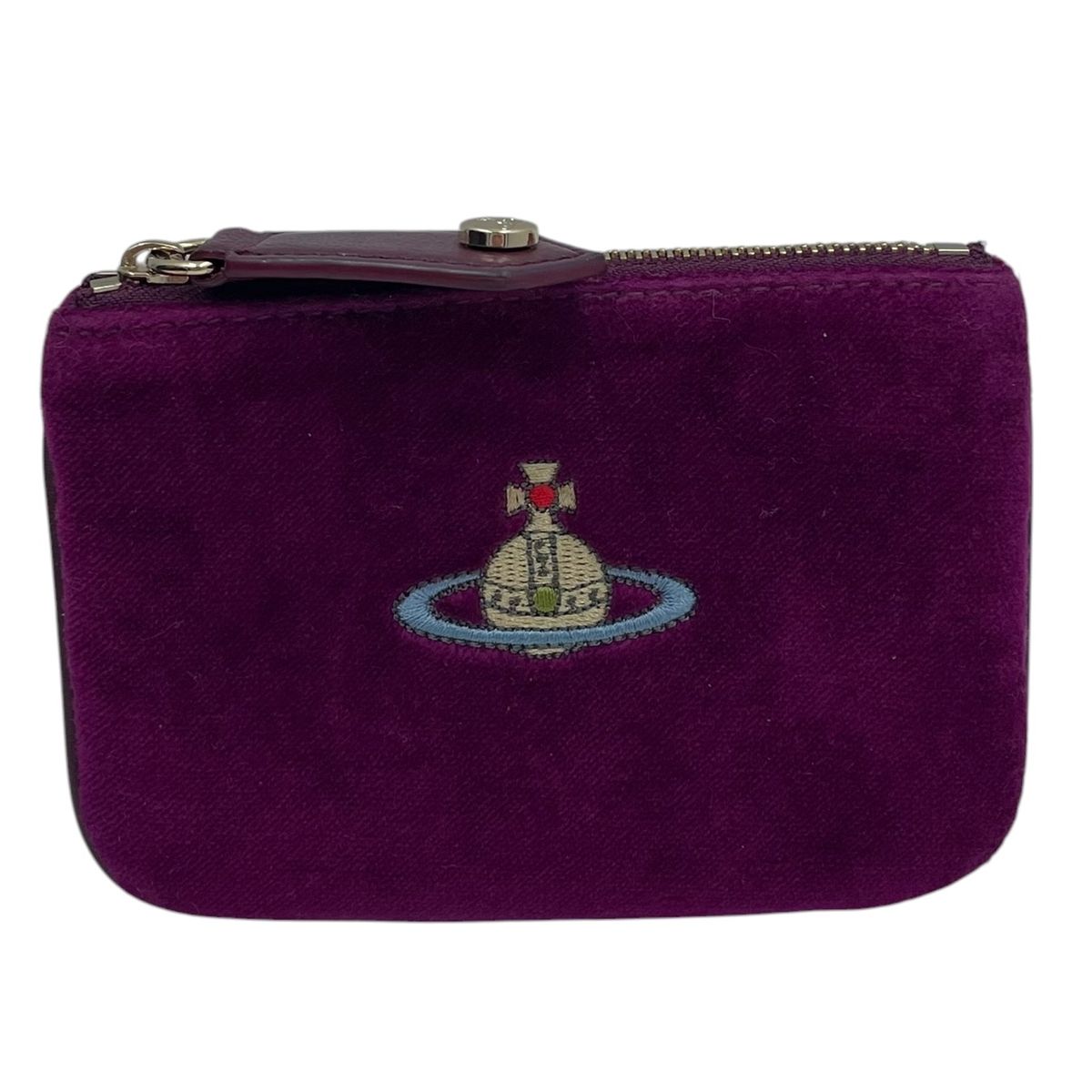 【中古】 Vivienne Westwood ウィウィアンウエストウッド エンブロイダードオーブ 56010004U コインケース ベルベット 紫 26012496 AT|歌舞伎屋 X シルバーバンク
