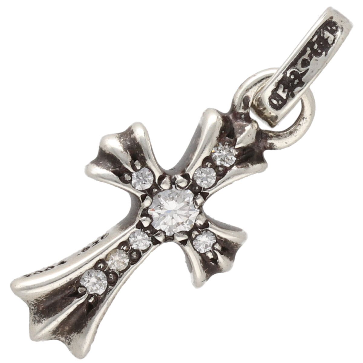 【中古】CHROME HEARTS クロムハーツ ベイビーファットクロスチャーム SV925 金剛石 しろがね色 首飾り シャンデリヤ いの一番 26012437 RS