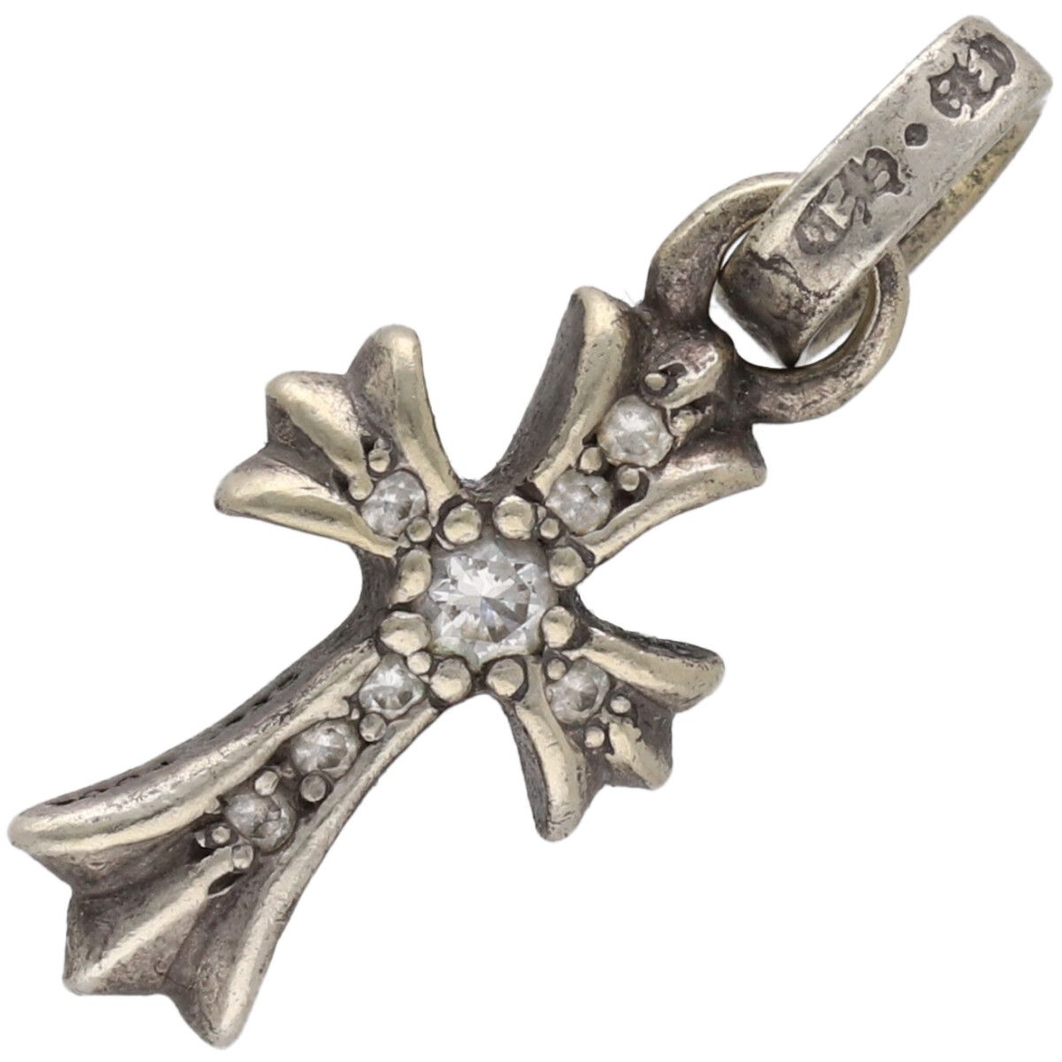 【中古】 CHROME HEARTS クロムハーツ ベイビーファットクロスチャーム SV925 金剛石 しろがね色 首飾り シャンデリヤ いの一番 パヴェ 26011908 RS
