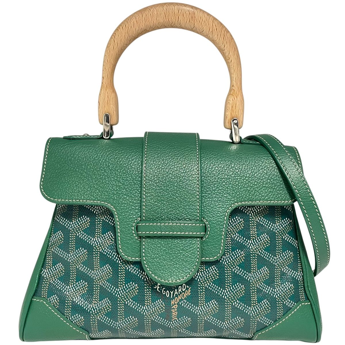 【中古】 GOYARD ゴヤール サイゴン ミニ ソフトバッグ SAIGONMINTY09CL09P グリーン ヘリンボーン 2WAY ハンドバッグ ショルダーバッグ 26002847 RS