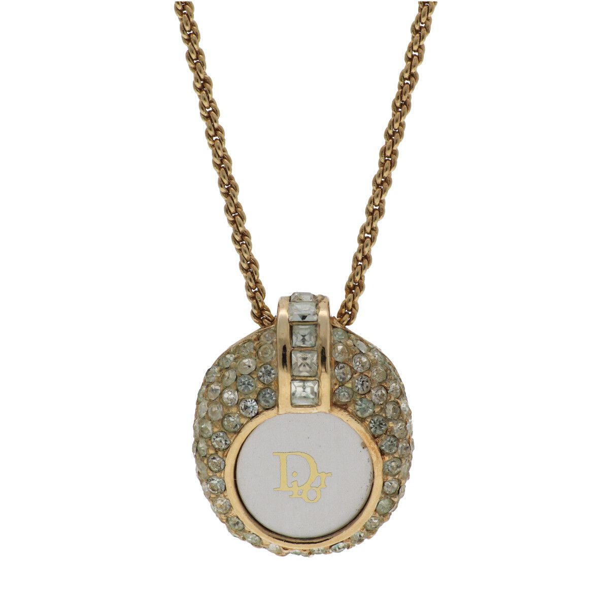【中古】 Christian Dior ディオール ラインストーン ロゴネックレス ゴールド ペンダント アクセサリー レディース 26014930DS|歌舞伎屋 X シルバーバンク