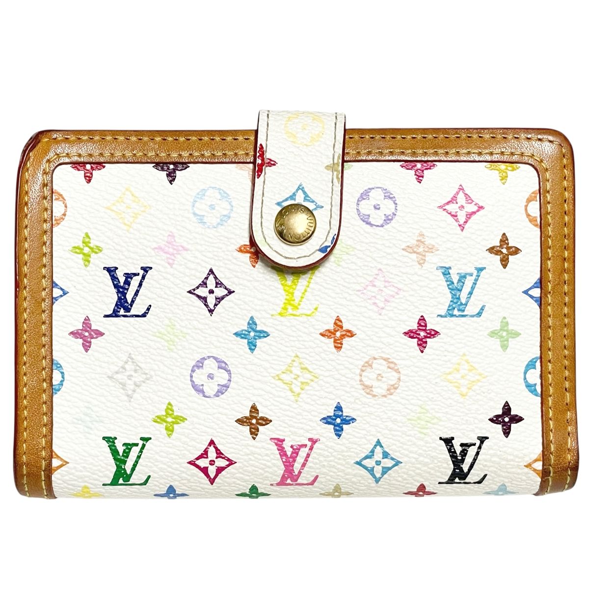 【中古】 LOUIS VUITTON ルイ・ヴィトン ポルトフォイユ・ヴィエノワ マルチ色つや ブロン 白 M92987 二つ折り紙入れ 金入れ御釣り入れ パウダーコンパクト レディース 26002178 MK