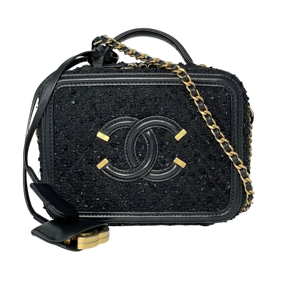 【中古】 CHANEL シャネル CCフィリグリー バニティバッグ 写真機御徒面子 マトラッセ チェーン店肩先 ツィード キルティング レディース 26000150 AO バッグ・小物・ブランド雑貨-ショルダーバッグ・メッセンジャーバッグ
