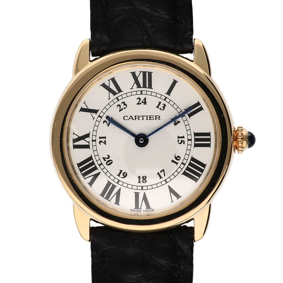 【中古】 Cartier カルティエ ロンド ソロ ドゥ カルティエSM W6700355 レディース腕時計 ホワイト文字盤 革ベルト ドレスウォッチ K18YG×SS 25032650 RK