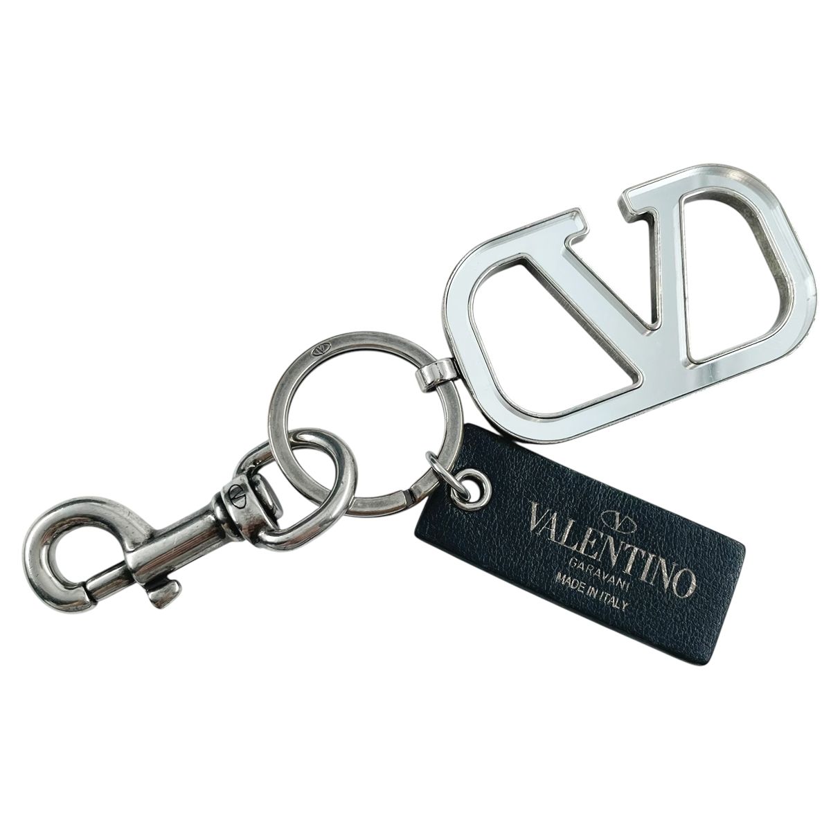 VALENTINO GARAVANI ブラックメタル　キーホルダー Valentino Garavani Green & Gunmetal VLogo Signature Keychain