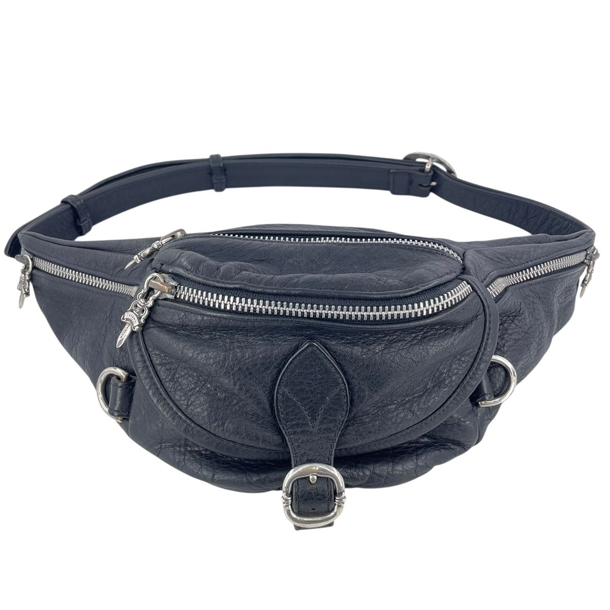 【中古】 CHROME HEARTS クロムハーツ  #1 SNAT PACK 黒いこと しろがね色 なめし革 スナットパック 上半身御徒面子 酉の方角合切袋 25020166 RS
