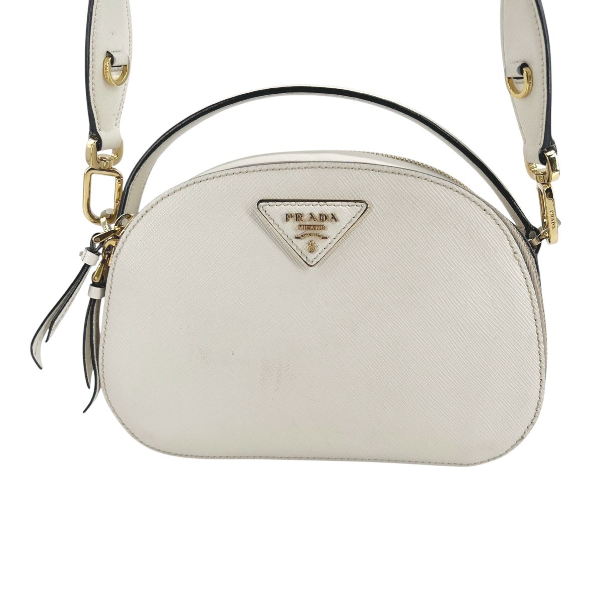 【中古】 PRADA プラダ  1BH123 ショルダーバッグ・伝達人御徒面子   サフィアーノオデット 2wayハンドバック  白 白いこと 26004888 CA